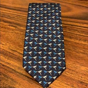 New Thomas Pink Blue Parrot Print Tie MSRP $145